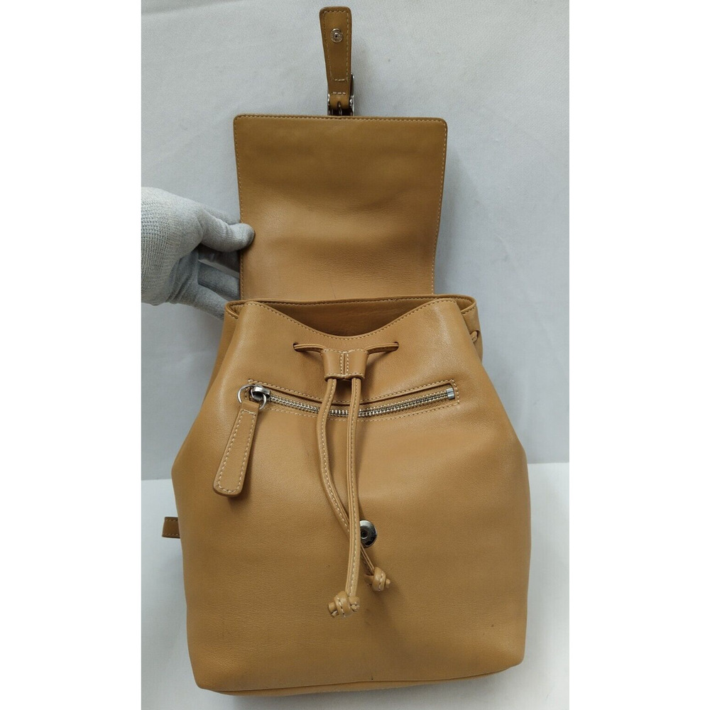 Coach Brown Tan Leather Drawstring Buckle Flap Closure Backpack - Vintage - Picture 8 of 16